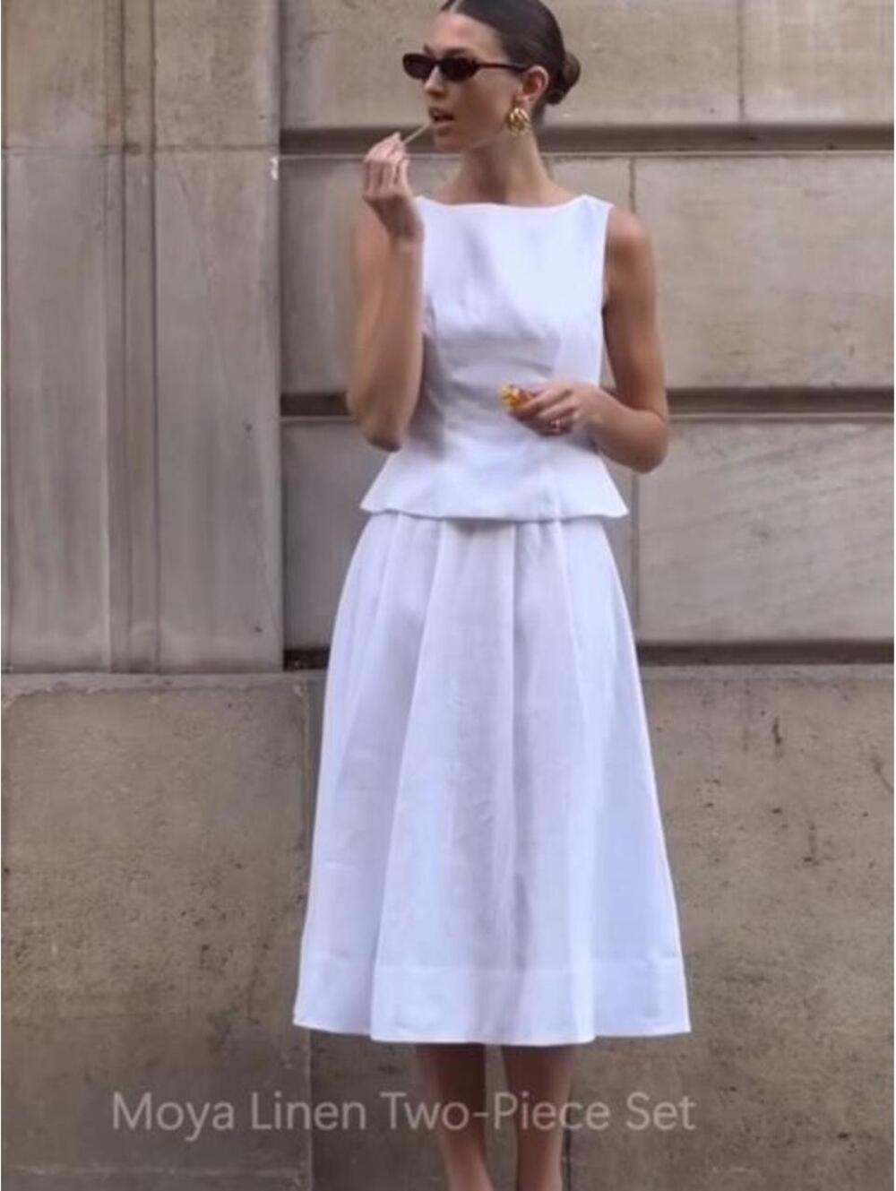Reformation Moya Linen Two Piece Skirt Set - Picture 2 of 8